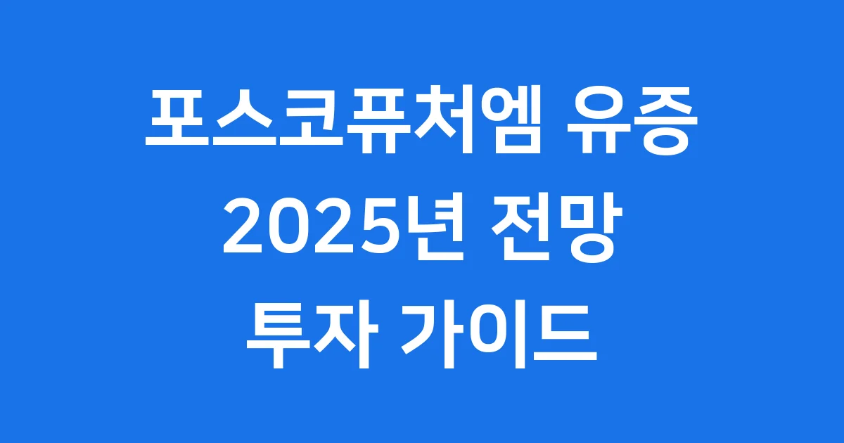 포스코퓨처엠 유증 2025년 전망과 투자 1 포스코퓨처엠 유증 2025년 전망과 투자