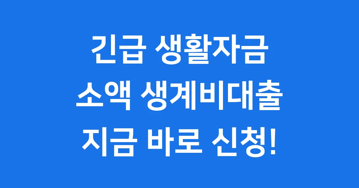 소액 생계비대출 신청 자격 방법 2025