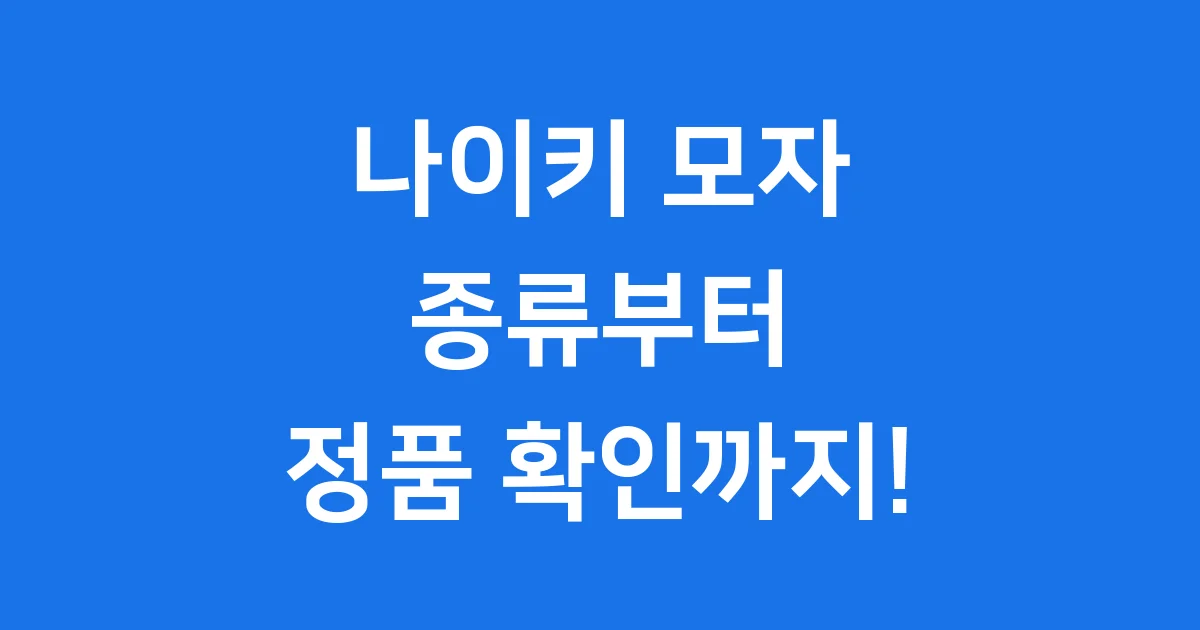 나이키 모자 종류 가격 정품 확인 팁