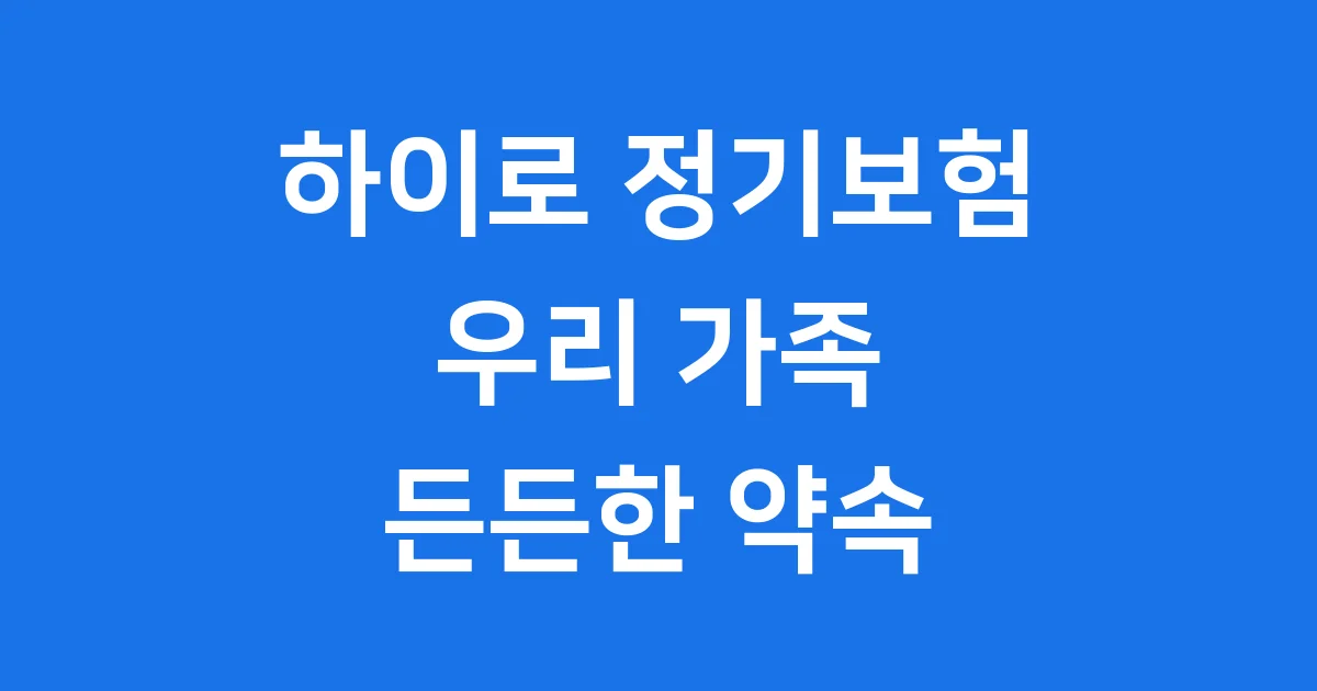하이로 정기보험 우리 가족 든든한 미래 준비 1 하이로 정기보험 우리 가족 든든한 미래 준비