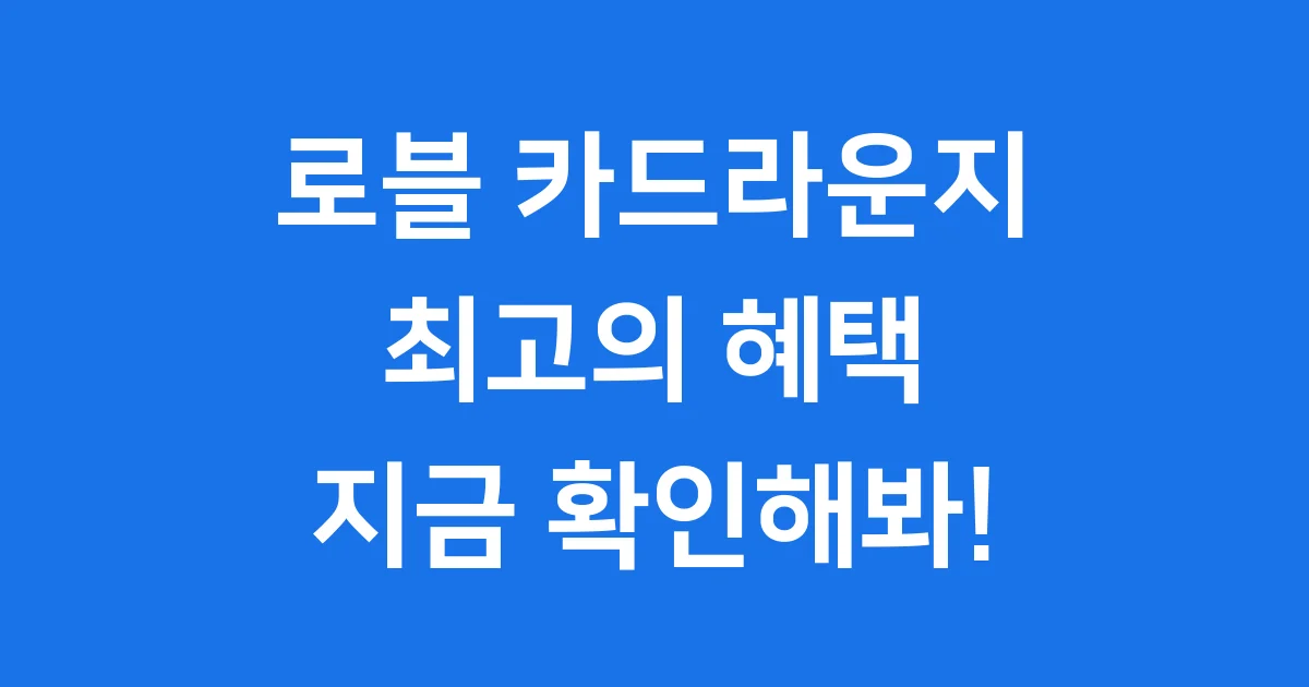 로블 카드라운지 혜택 조건 발급 단종