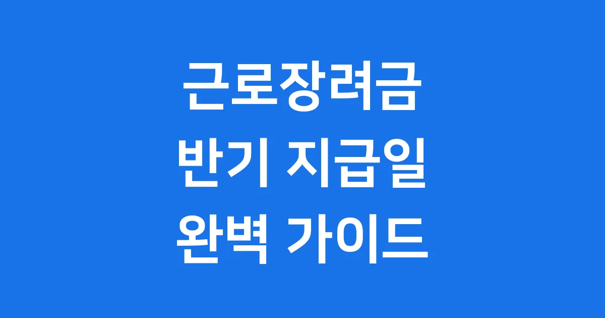 2025 근로장려금 반기 지급일