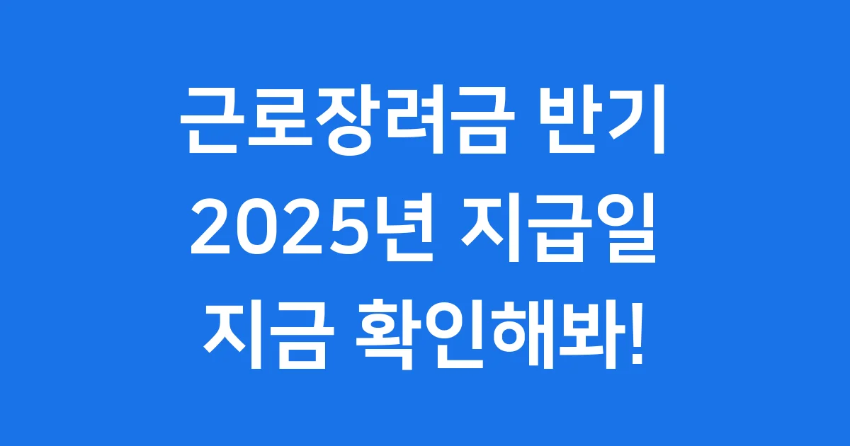 2025년 근로장려금 반기 지급일 알아보기