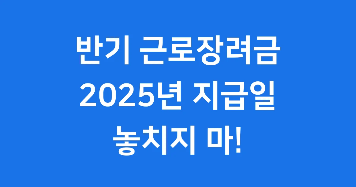 2025년 반기 근로장려금 지급일, 놓치지 마!