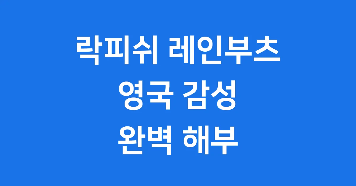 락피쉬 레인부츠: 영국 감성 그대로, 장마철 필수템 완벽 해부!