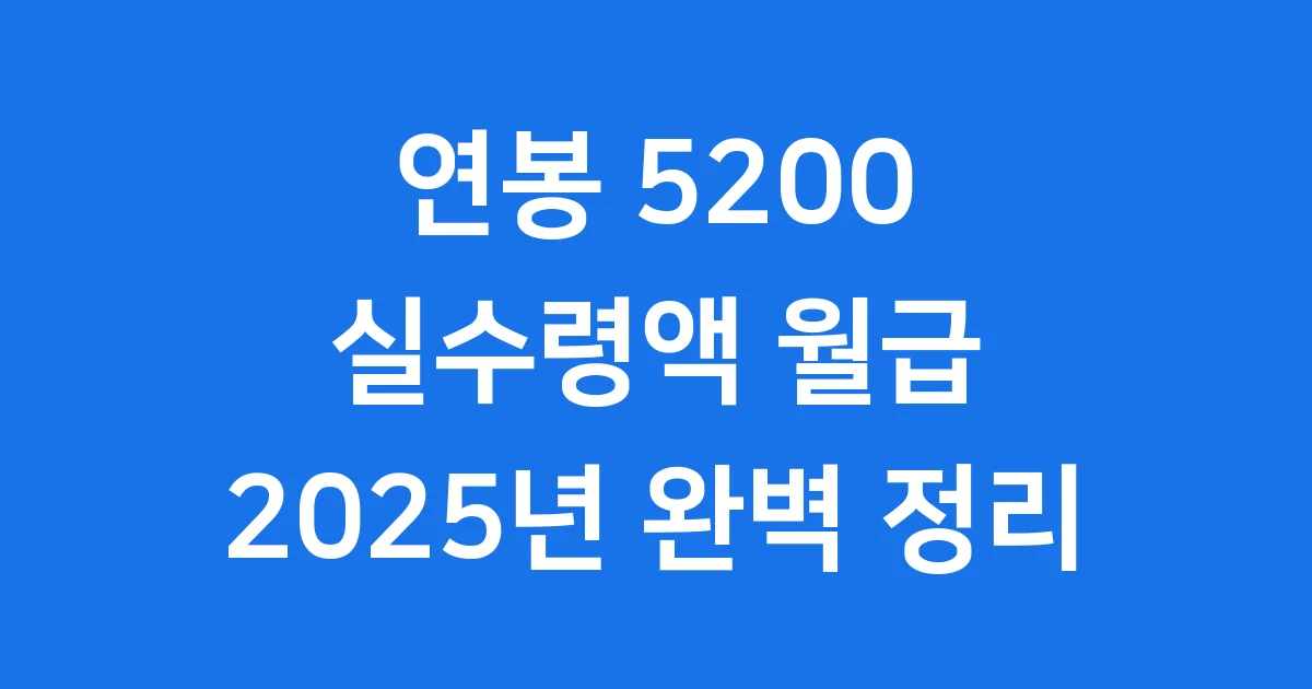 연봉 5200 실수령액 2025년 월급