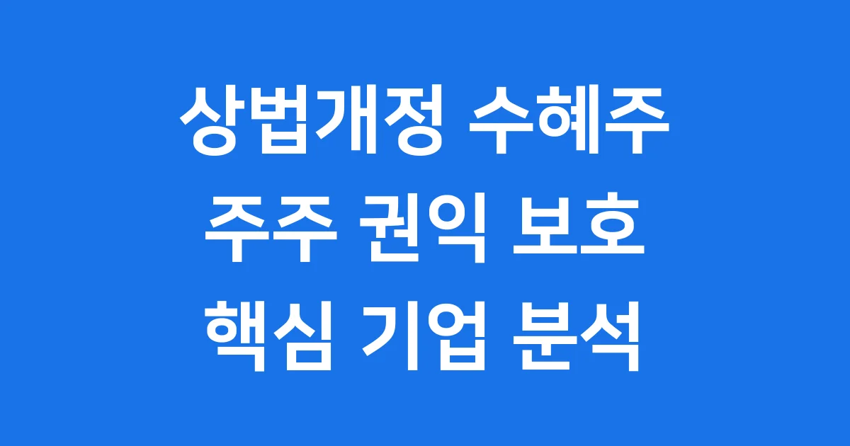 2025 상법개정 수혜주 똑똑하게 찾는 법