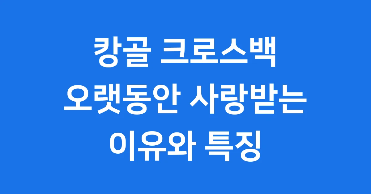 캉골 크로스백 완벽 가이드