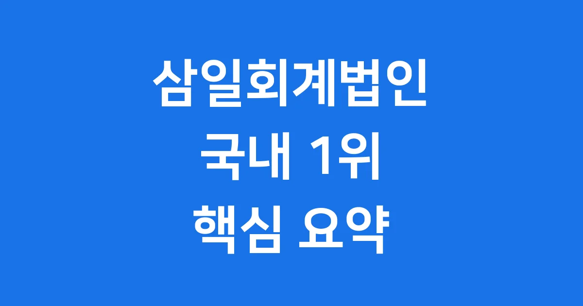 삼일회계법인 국내 1위 위상 핵심 요약