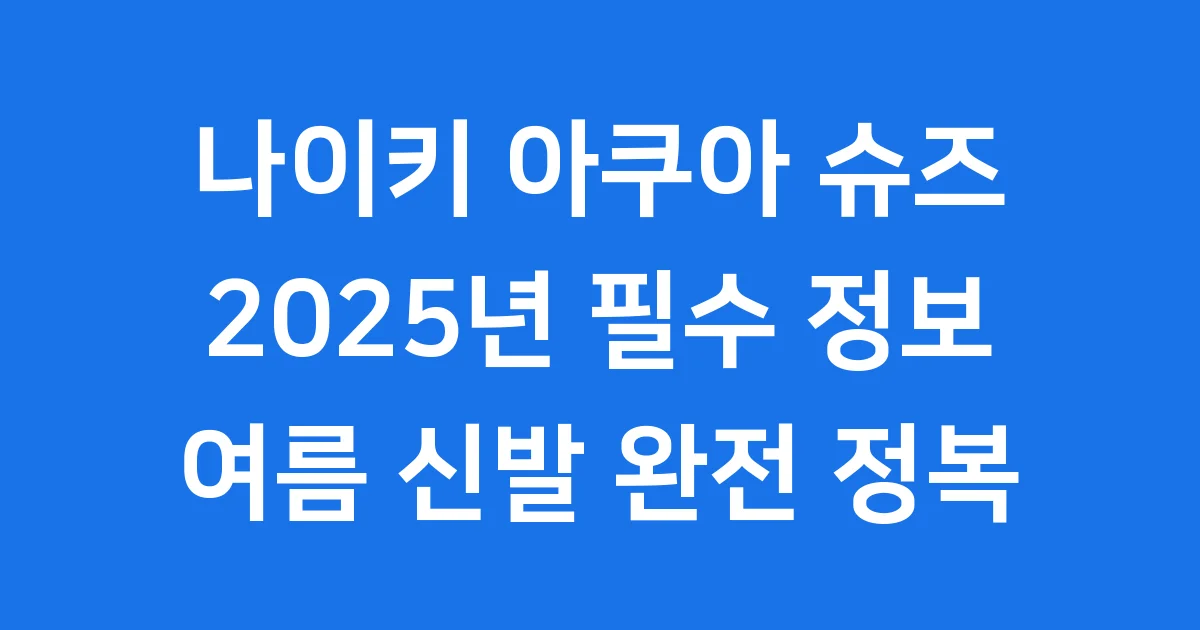 나이키 아쿠아 슈즈 2025년 필수 정보