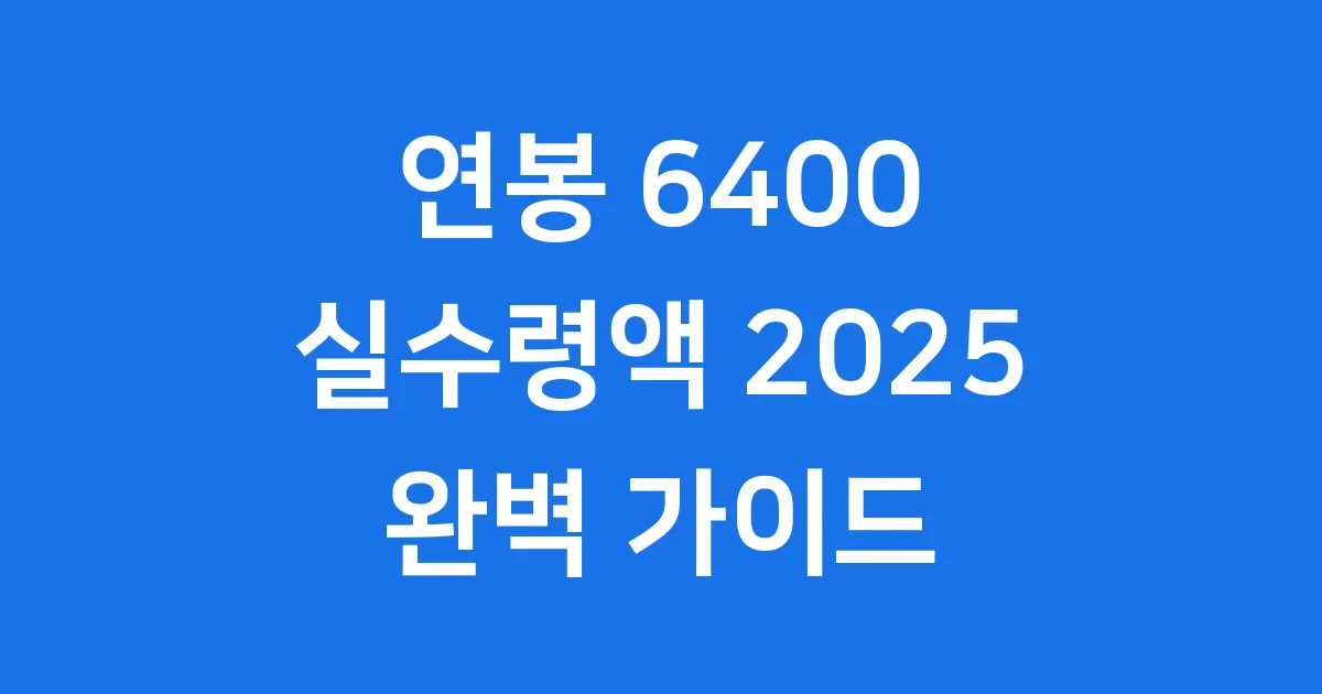 2025년 연봉 6400 실수령액 계산방법