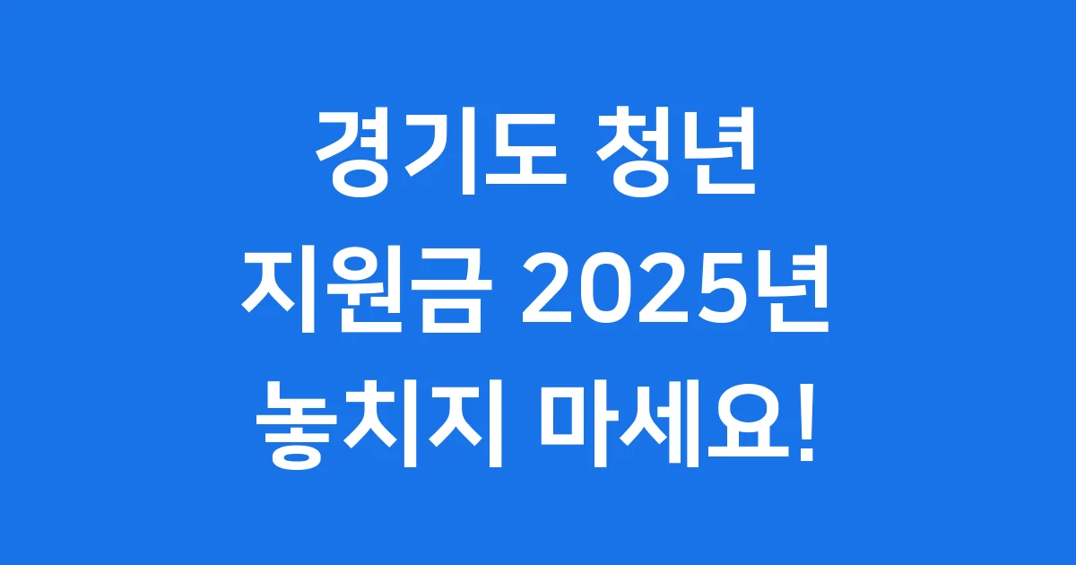 2025년 경기도 청년 지원금: 놓치면 후회할 혜택 총정리!