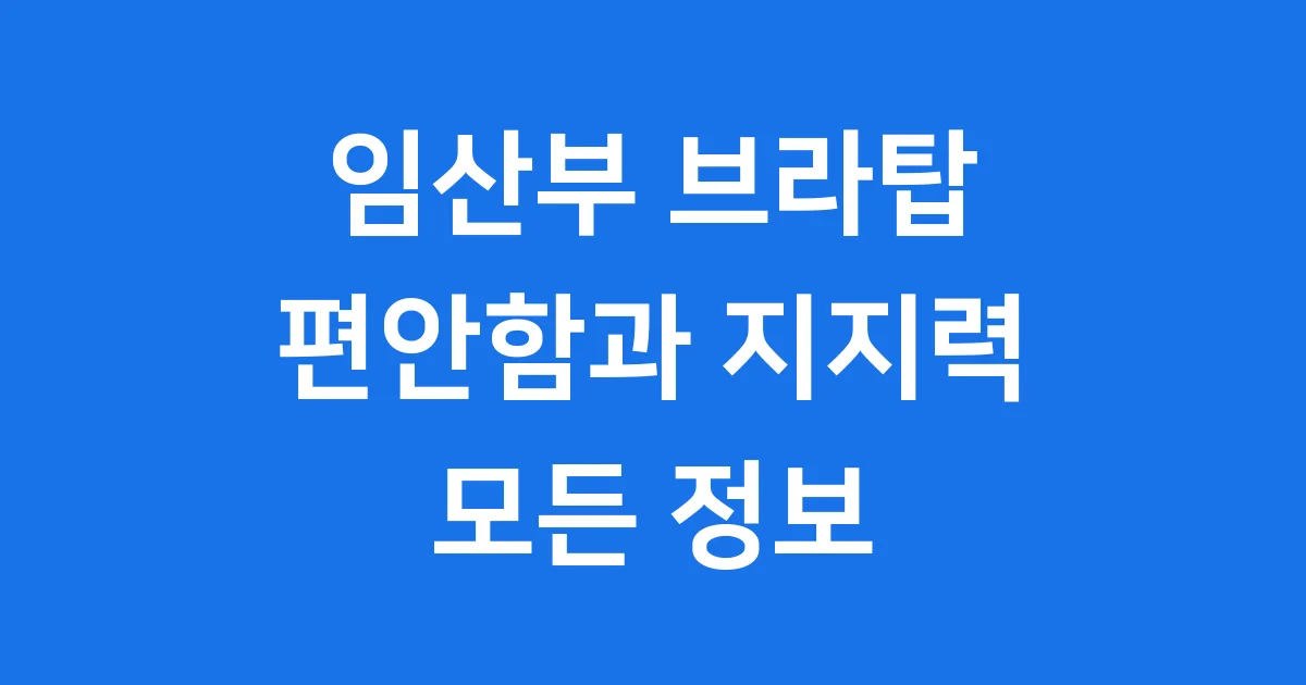임산부 브라탑, 편안함과 지지력 모든 정보