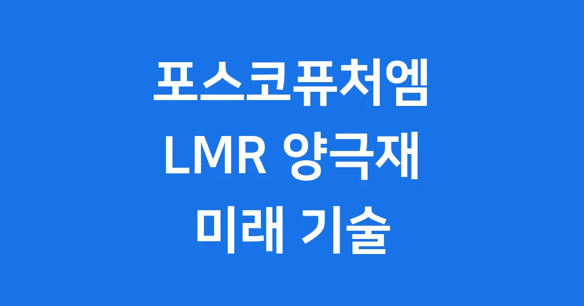 포스코퓨처엠 LMR 양극재 전기차 배터리 미래 기술