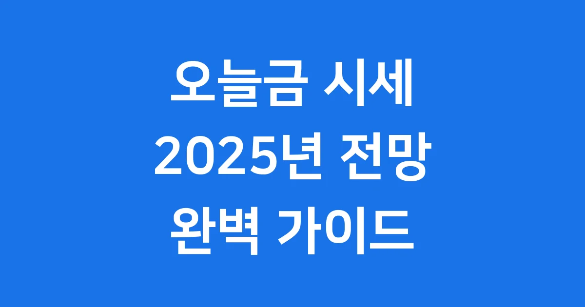 오늘금 시세 전망 및 동향