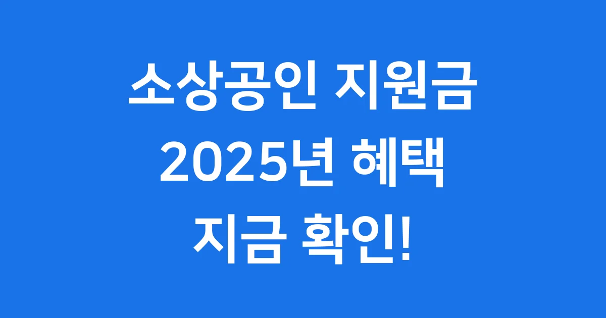 소상공인 지원금 2025년 신청방법 자격