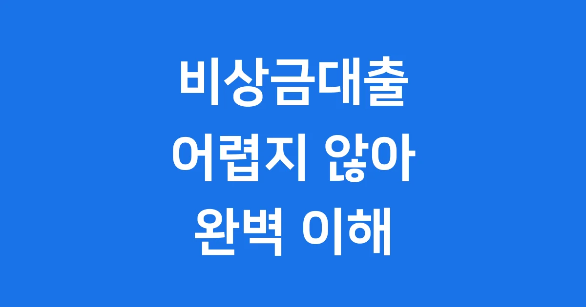 비상금대출 2025년 조건 신청방법 1 비상금대출 2025년 조건 신청방법