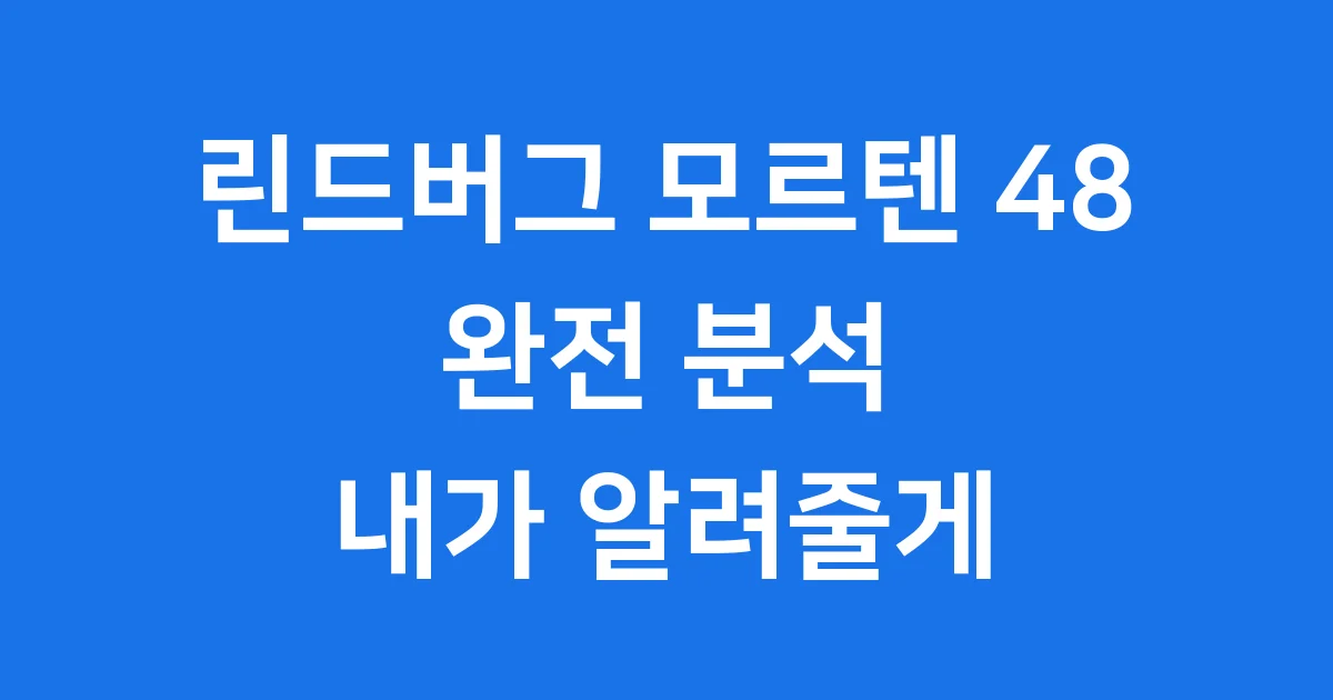 린드버그 모르텐 48 어떤 안경인지 내가 알려줄게