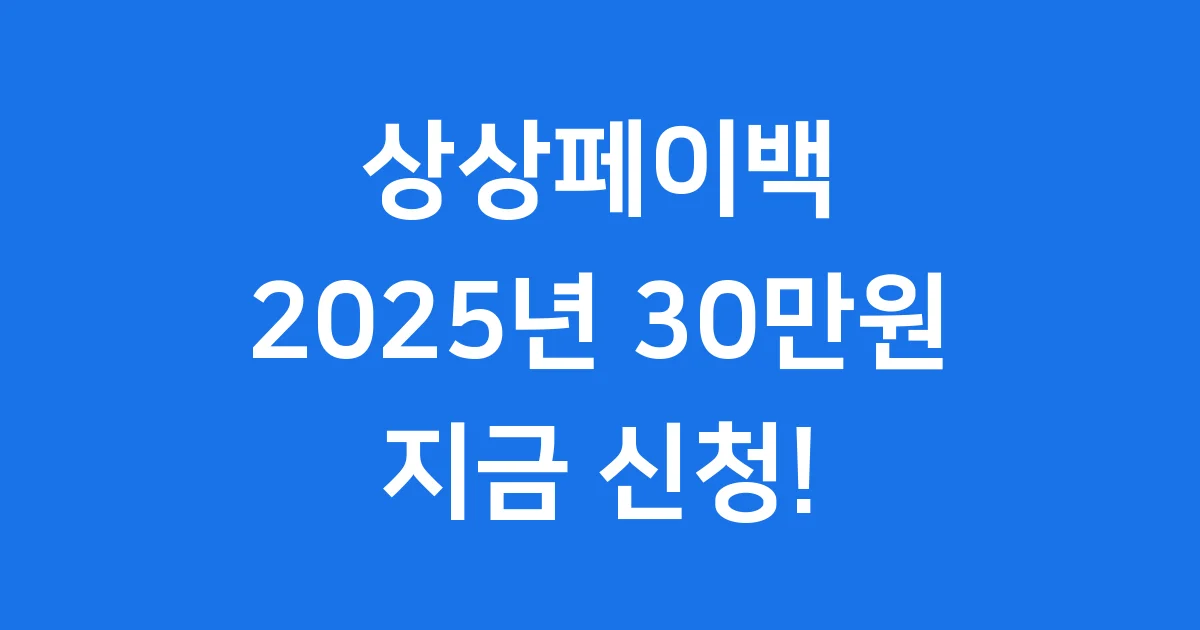 상상페이백 2025년 30만원 신청방법 자격