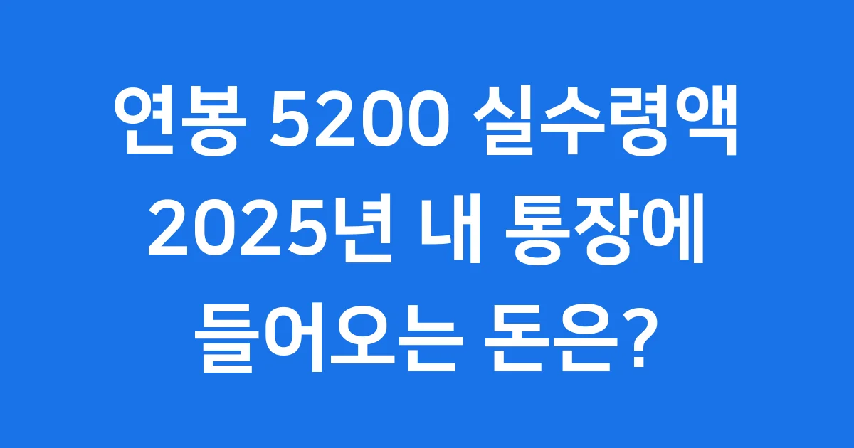 연봉 5200 실수령액 2025년 계산 공제