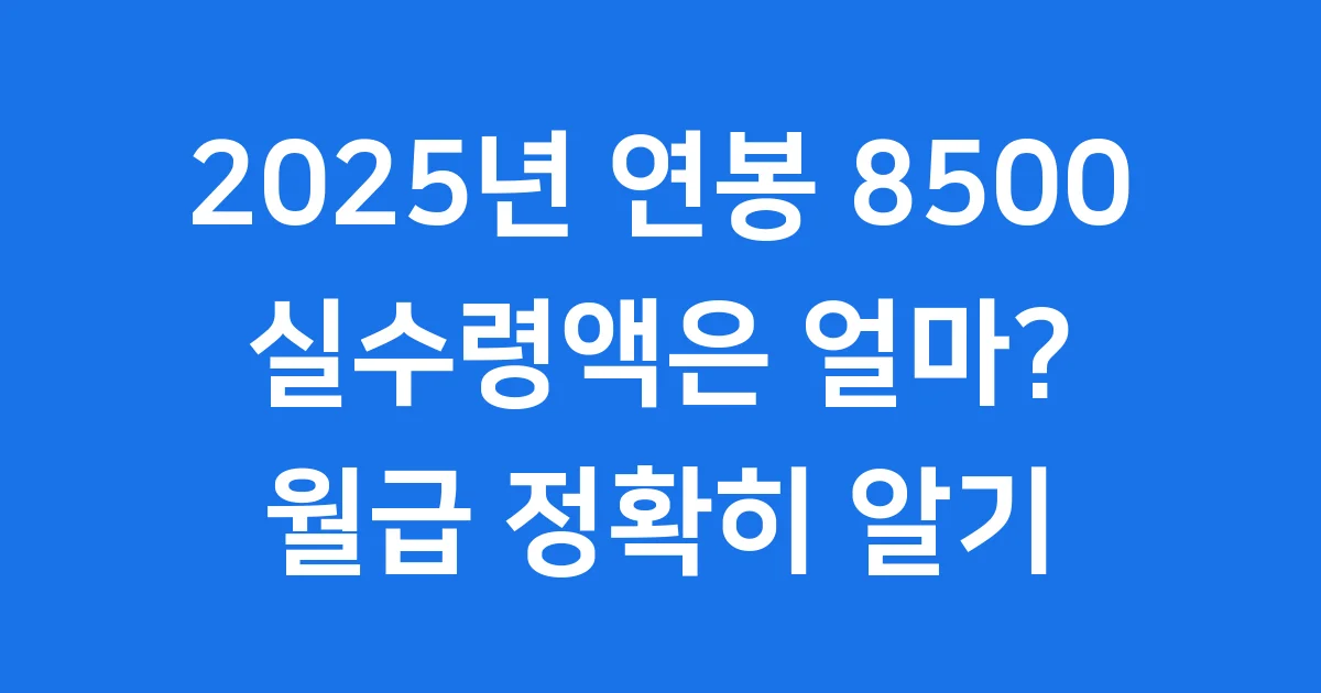 2025 연봉 8500 실수령액 계산 방법 월급 정확히 알기