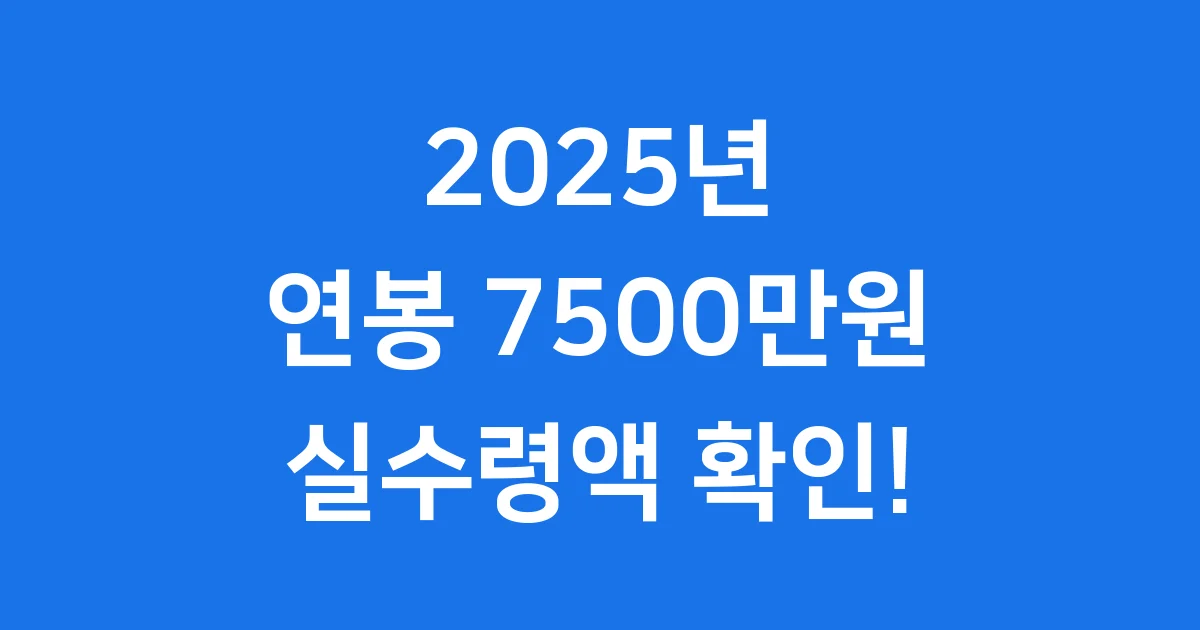 2025년 연봉 7500 실수령액, 세금 떼고 얼마 받을까?