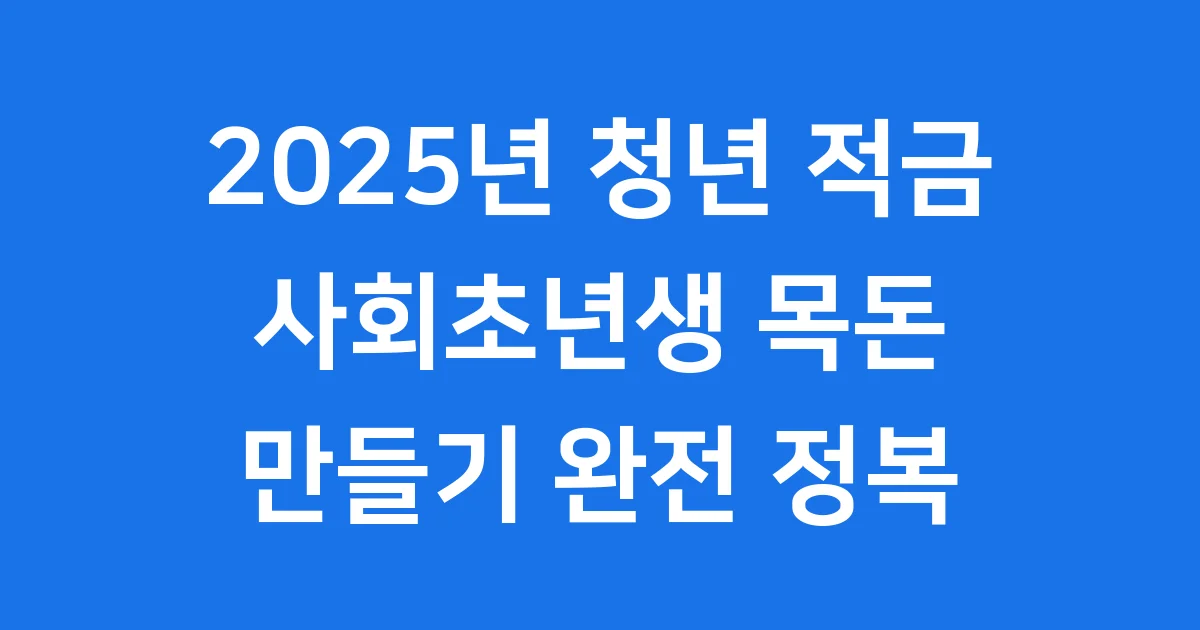 2025년 청년 적금 사회초년생 목돈 만들기