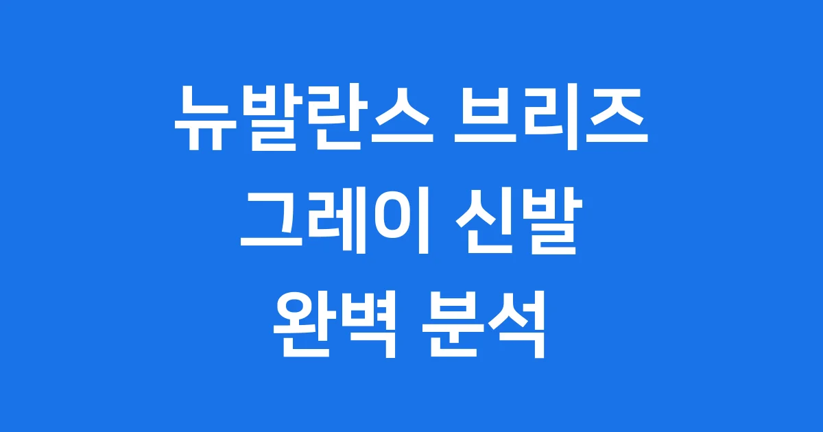 뉴발란스 브리즈 그레이: 편안함과 스타일을 다 잡은 신발 이야기