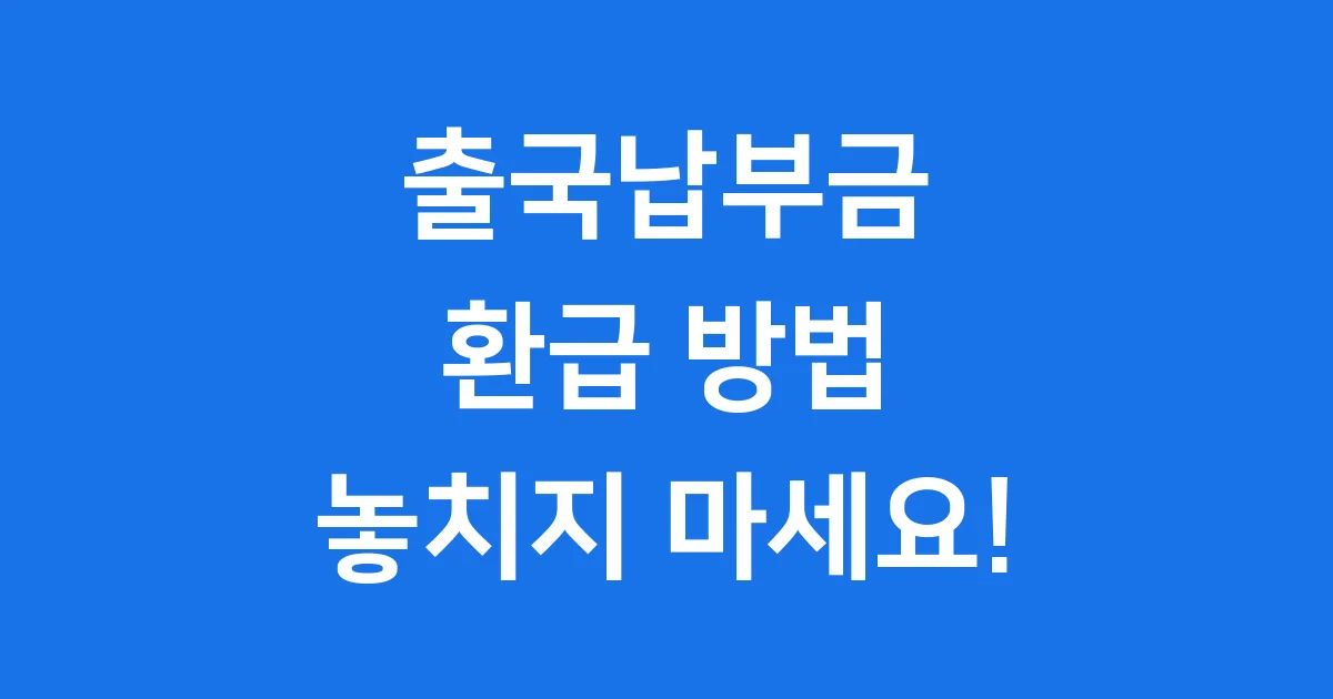 출국납부금 환급서비스 2025년 신청방법 자격조건