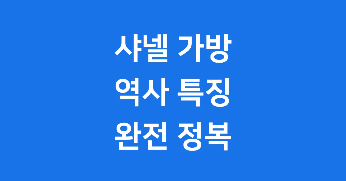 샤넬 가방의 모든 것