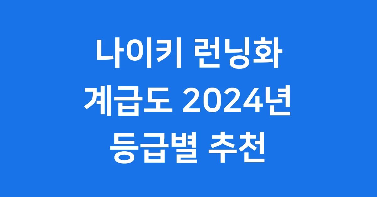 나이키 런닝화 계급도 2024년 등급별 추천 완벽 정리