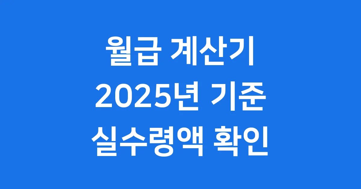 월급 계산기 2025년 급여 실수령액 확인