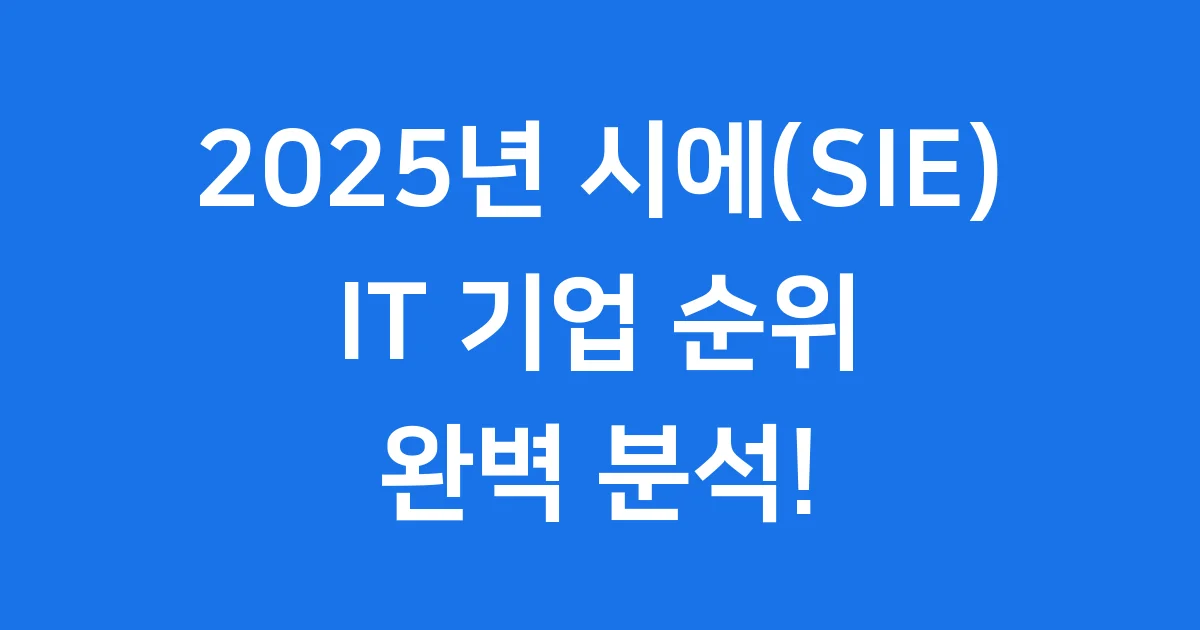2025년 시에(SIE) 시대 IT 기업 순위 완벽 분석!