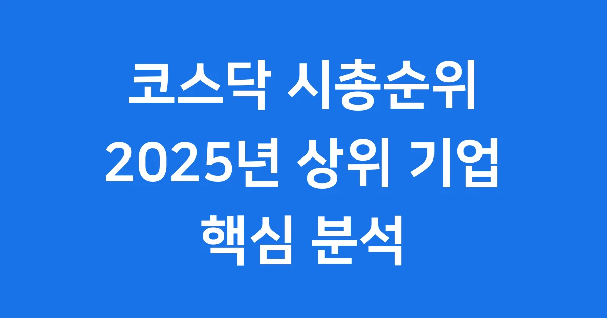 코스닥 시총순위 2025년 상위 기업 핵심 분석