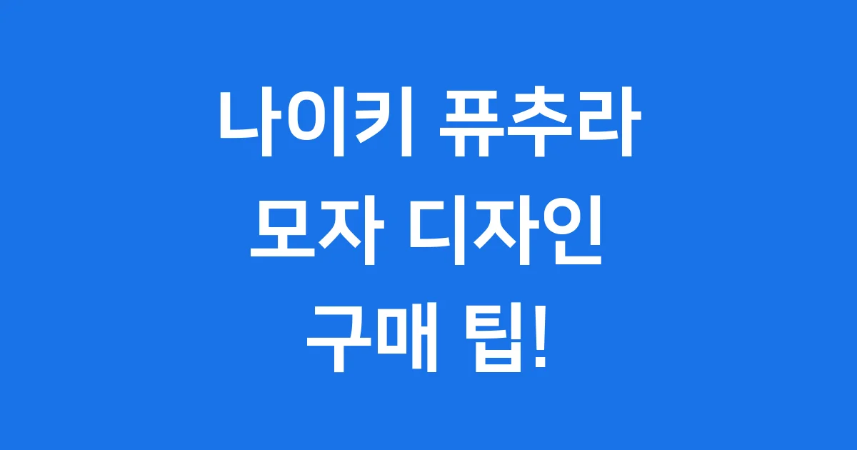 나이키 퓨추라 모자 디자인 가격 구매 팁