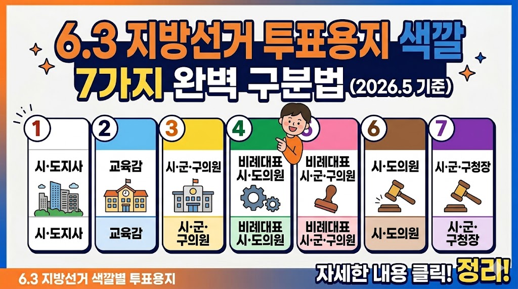 6.3 지방선거 투표용지 색깔 7가지