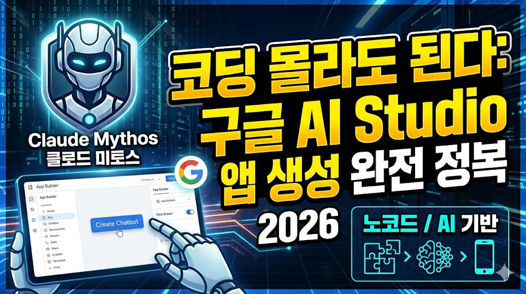 코딩 몰라도 된다: 구글 AI Studio 앱 생성 완전 정복 2026