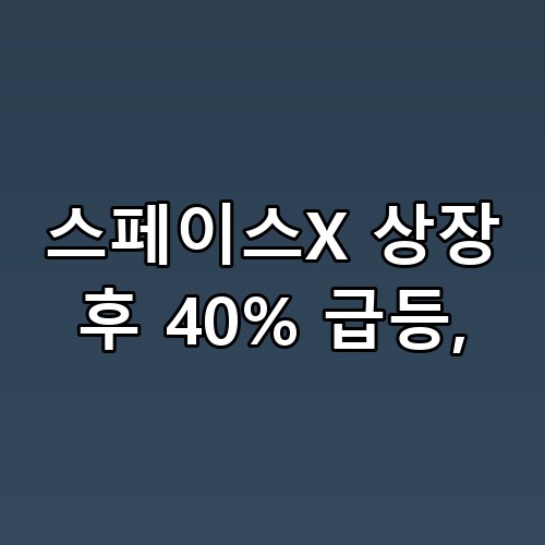 스페이스X 상장 후 40% 급등 로켓보다 더 크게 보이더라고요 왜 그럴까