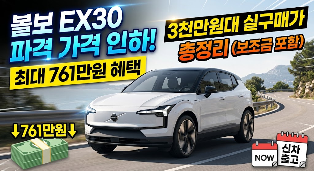 볼보 EX30 가격 인하 761만원, 3천만원대 실구매가 총정리