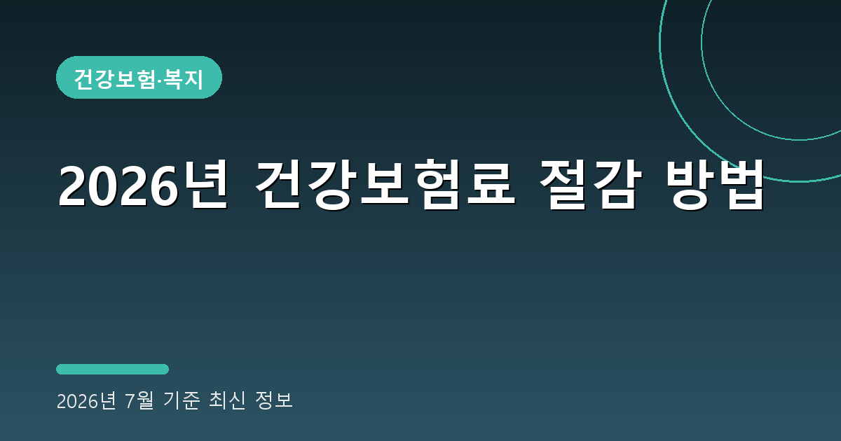 건강보험료 절감 2026