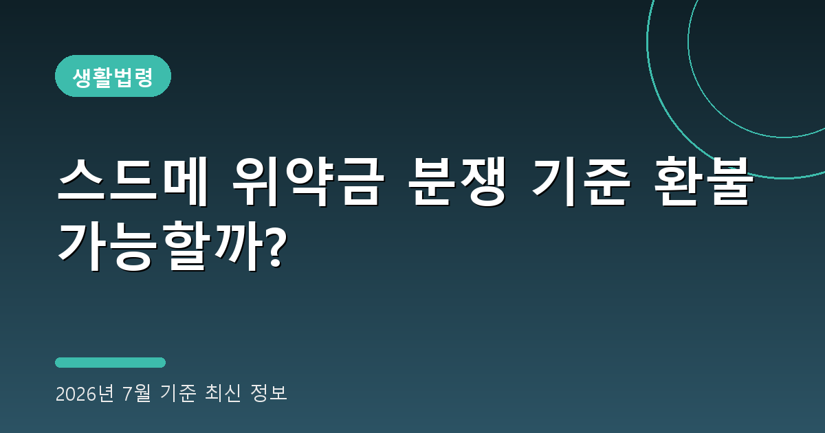 스드메 위약금 분쟁 기준 2026