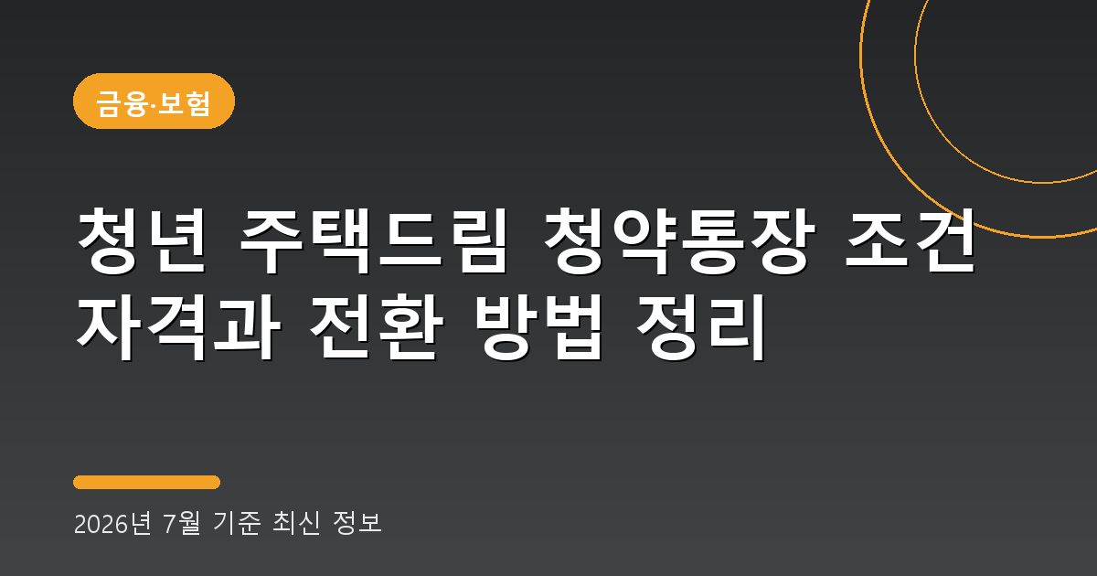 청년 주택드림 청약통장 2026