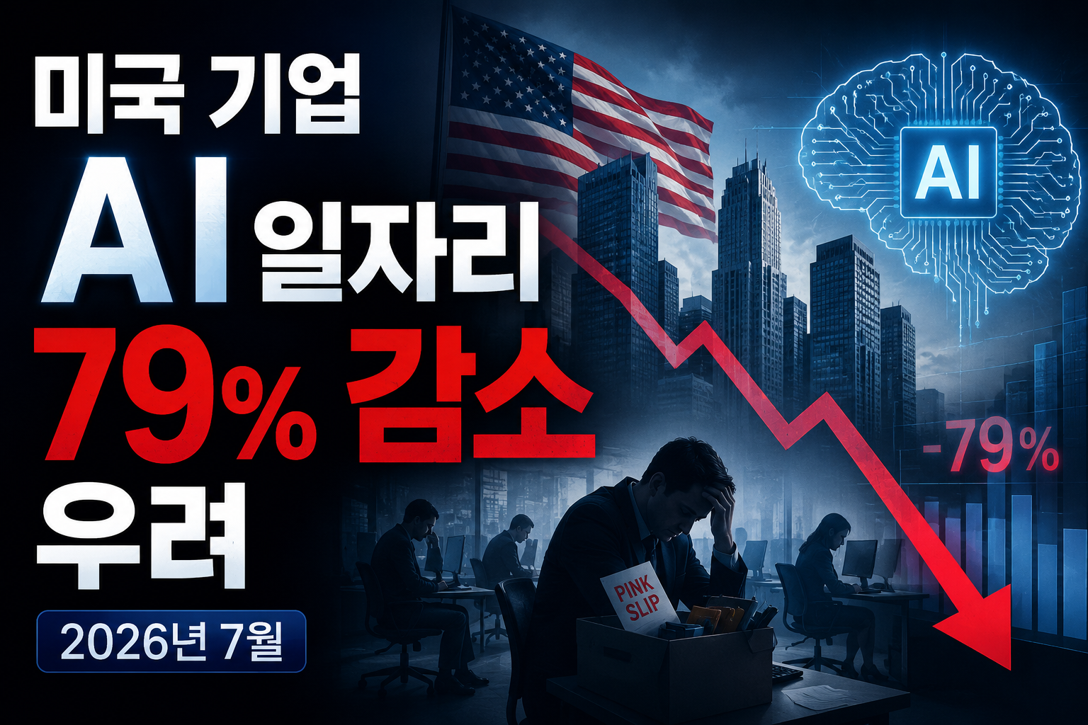 미국 기업 AI 일자리 79% 감소 우려, 2026년 7월