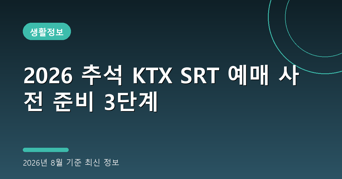 2026 추석 KTX·SRT 예매 사전 준비 2026